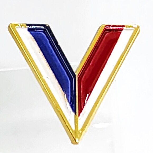 VTG Penzey's V Voted Victory Red White Blue Enamel Gold Lapel Pinback Hat Pin - Picture 3 of 10